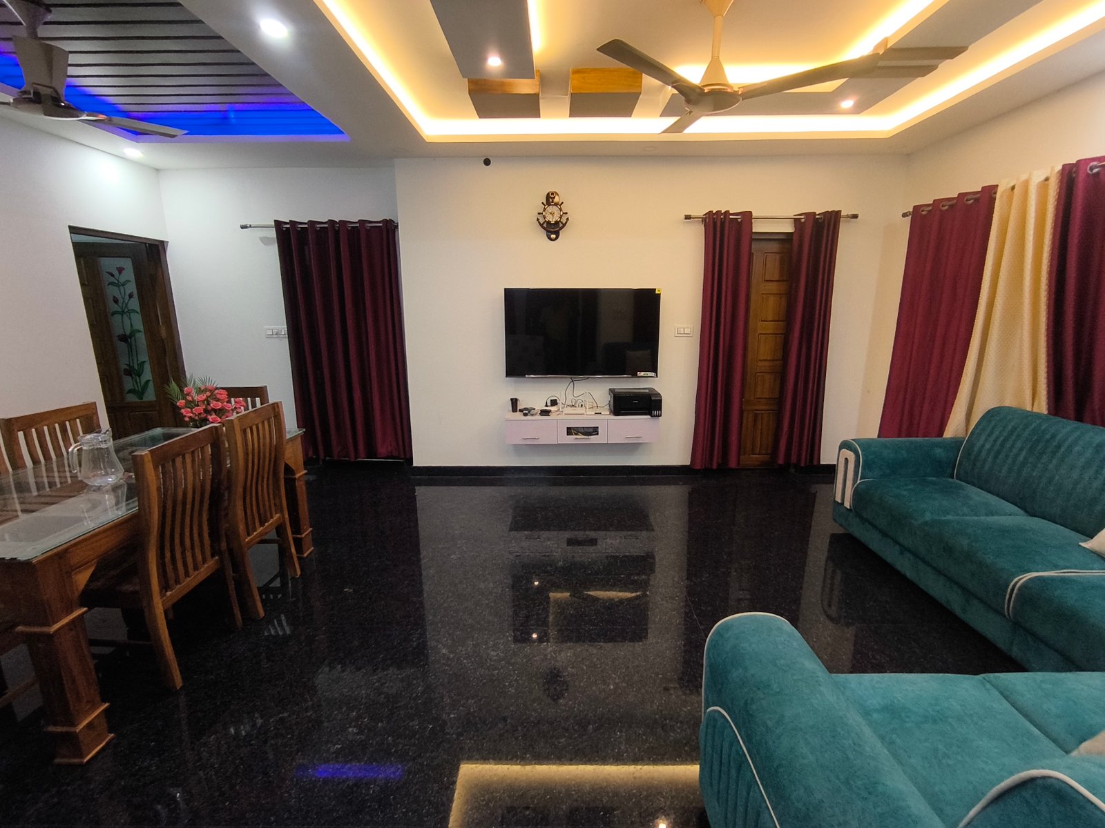 Living and dining space at Panchami Homestay